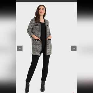 Joseph Ribkoff Long Houndstooth Open Front Blazer Jacket